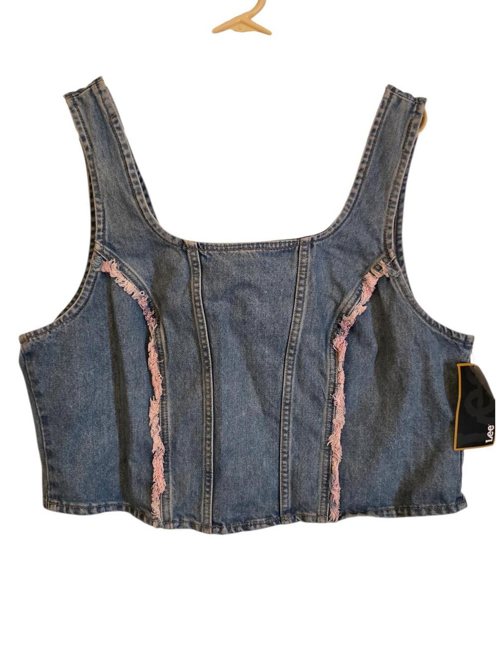 Lee Denim Corset Top Zip Crop Top Tank Sz XXL New with Tags